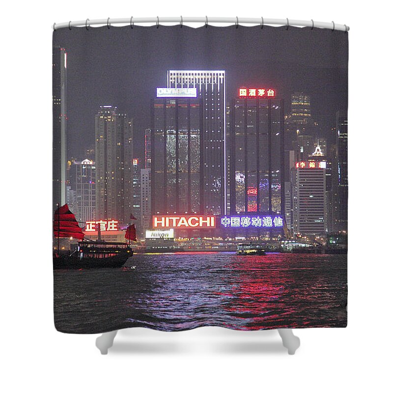 Boat Shower Curtain featuring the photograph Hong Kong by Milena Boeva