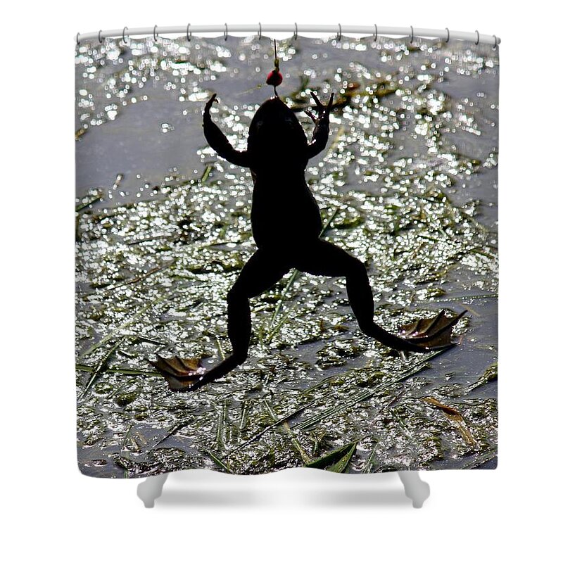 Frog Shower Curtain featuring the photograph Hooked on Flies by Patrick Witz