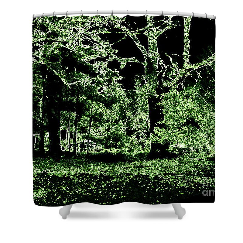 Tree Shower Curtain featuring the photograph How Green The Night by Renee Trenholm