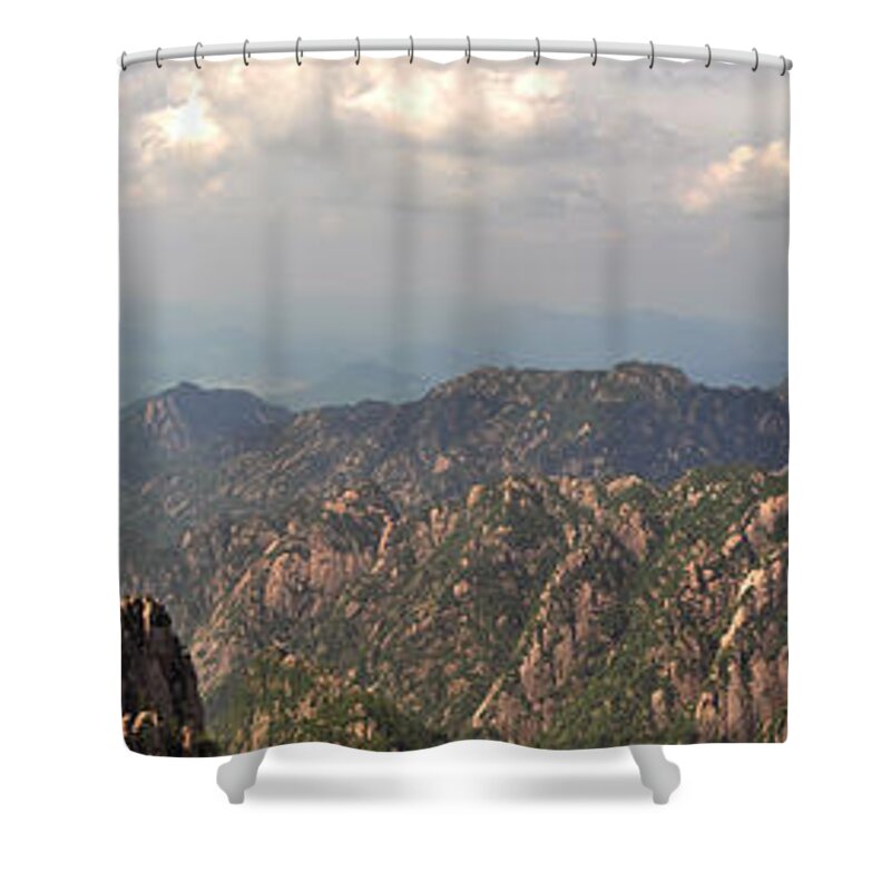 China Shower Curtain featuring the photograph Huangshan Panorama 3 by Jason Chu