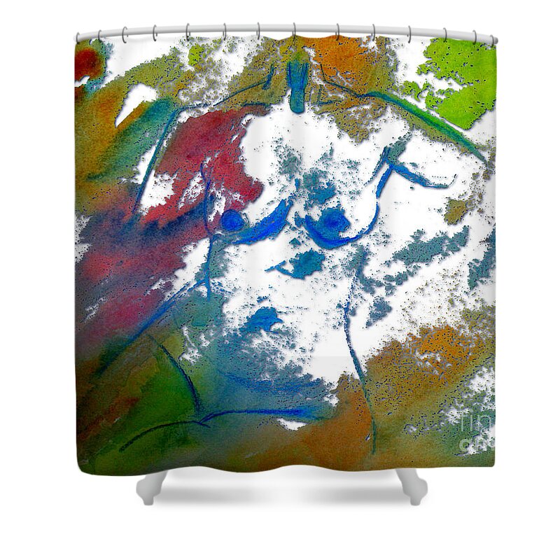 Julialueders Shower Curtain featuring the painting I have a heart but no head by Julie Lueders 