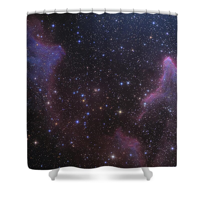Ic 59 Shower Curtain featuring the photograph Ic 59 And Ic 63 Near Gamma Cas by Ken Crawford
