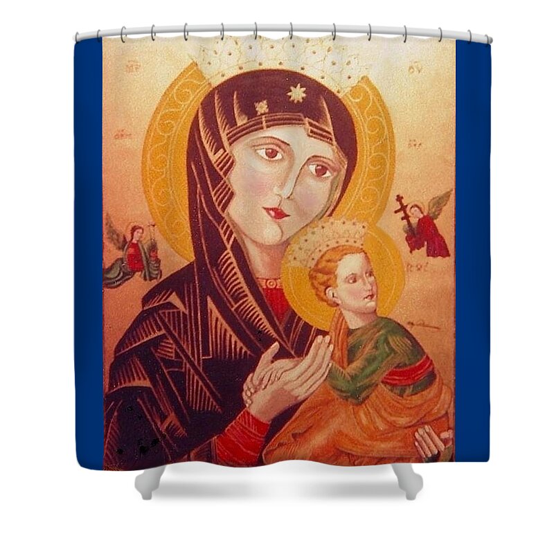 Icon Shower Curtain featuring the painting Icon by Elly Potamianos