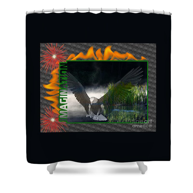 Quote Shower Curtain featuring the digital art Imagination Inspirational by Smilin Eyes Treasures