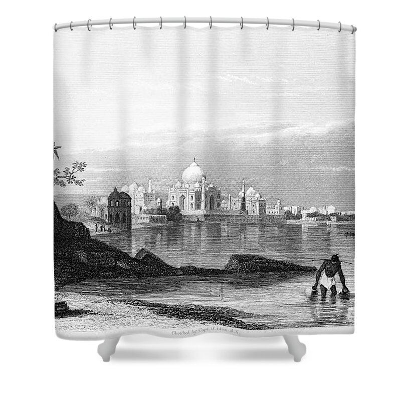 1860 Shower Curtain featuring the photograph INDIA: TAJ MAHAL, c1860 by Granger