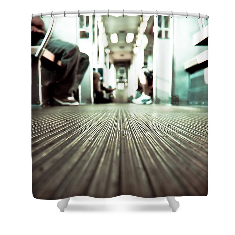 Chicago Shower Curtain featuring the photograph Inside the L at a Low Angle by Anthony Doudt