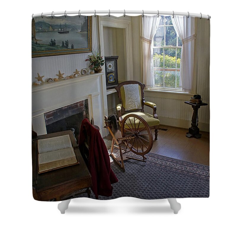 Lighthouse Shower Curtain featuring the photograph Inside Yaquina Bay Lighthouse by Mick Anderson