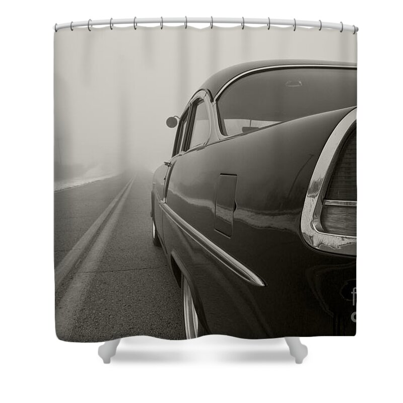 Transportation Shower Curtain featuring the photograph Into the Fog by Dennis Hedberg