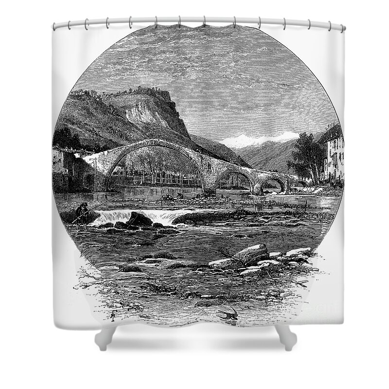 1875 Shower Curtain featuring the photograph ITALY: BAGNI di LUCCA, c1875 by Granger