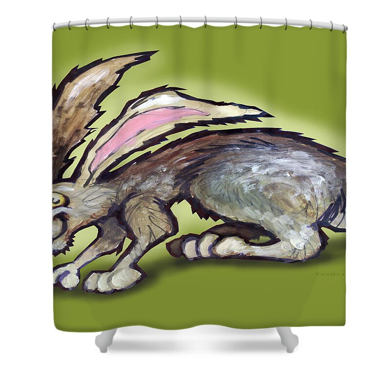 Rabbit Shower Curtain featuring the painting Jack Rabbit by Kevin Middleton