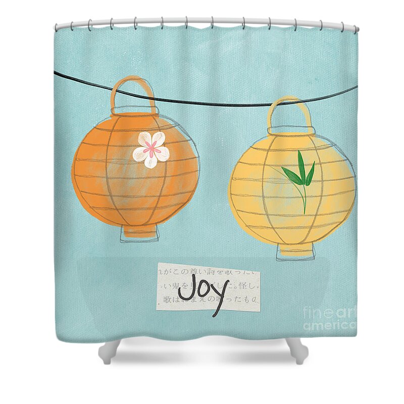 Joy Shower Curtain featuring the painting Joy Lanterns by Linda Woods