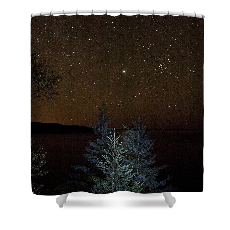 Night Shower Curtain featuring the photograph Jupiter Over Otter Point 3 by Brent L Ander