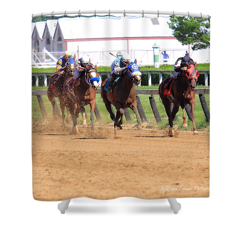  Shower Curtain featuring the photograph 'Kickin' Dirt' by PJQandFriends Photography