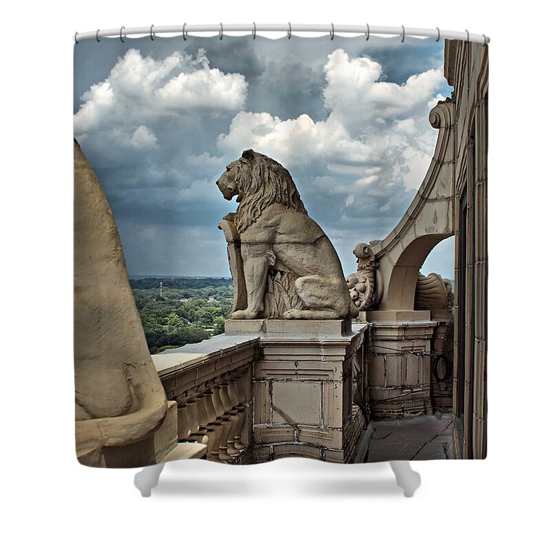Atlanta Shower Curtain featuring the photograph King of the Beasts in the Land of the Braves by Farol Tomson