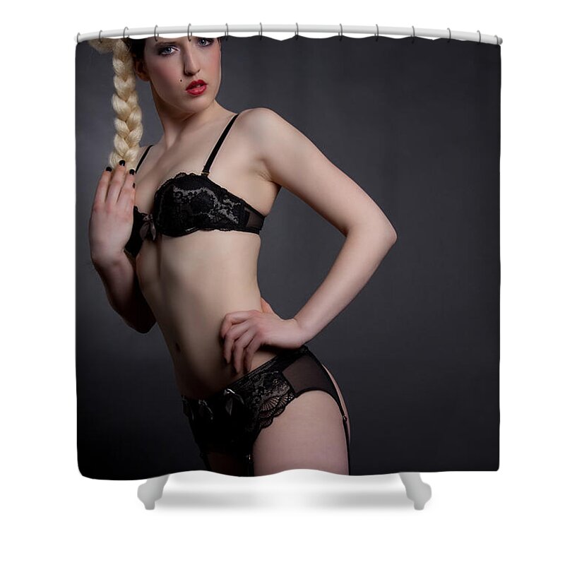 Bra Shower Curtain featuring the photograph Lady In Black by Ralf Kaiser
