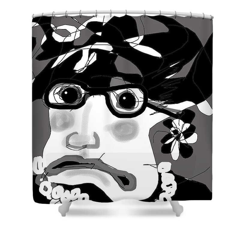 Digital Drawing Shower Curtain featuring the photograph Lady Millicent Was Not To Be Outdone In The Crazy Hat Department by Doug Duffey