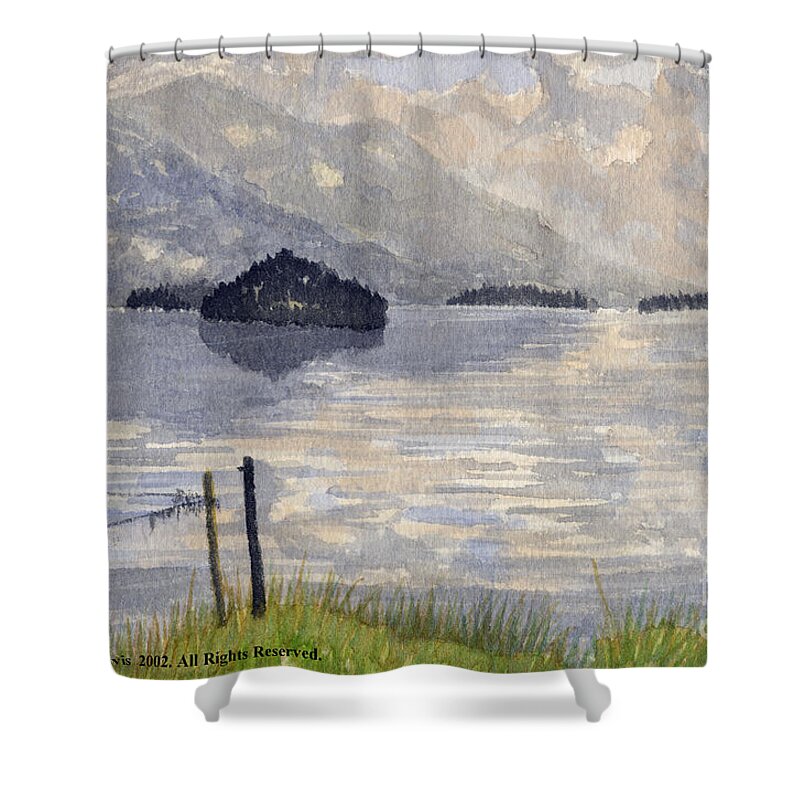 Lake Kilarney Shower Curtain featuring the painting Lake Kilarney Ring of Kerry Watercolour Painting by Edward McNaught-Davis