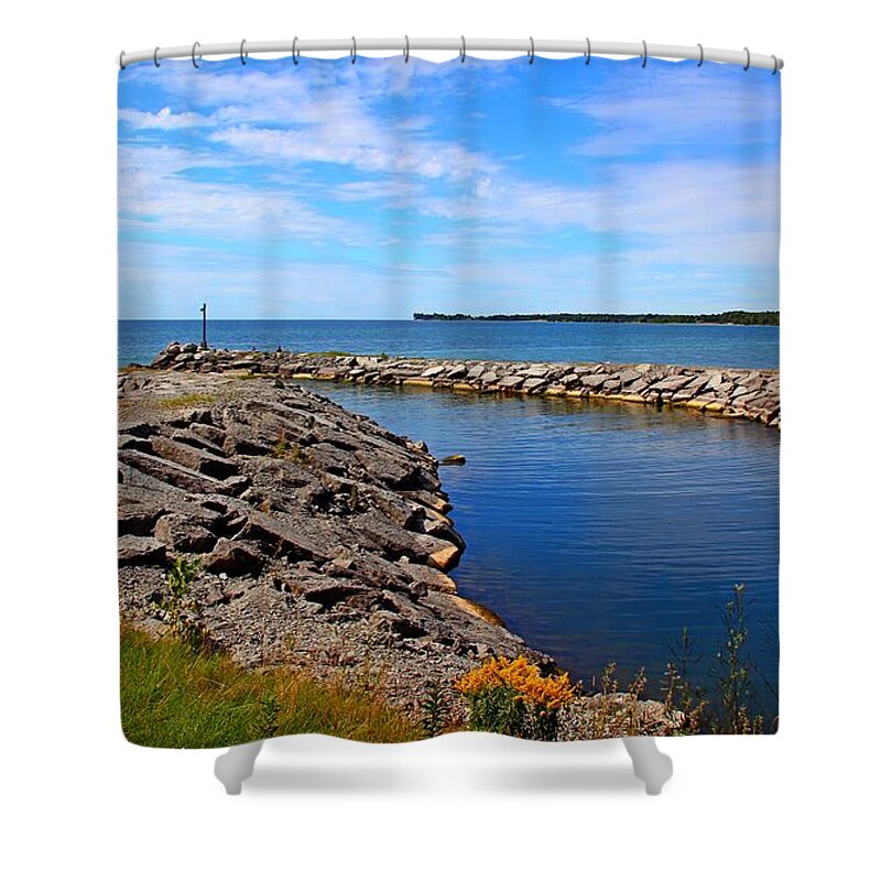 Lake Shower Curtain featuring the photograph Lakeside Bend by Davandra Cribbie