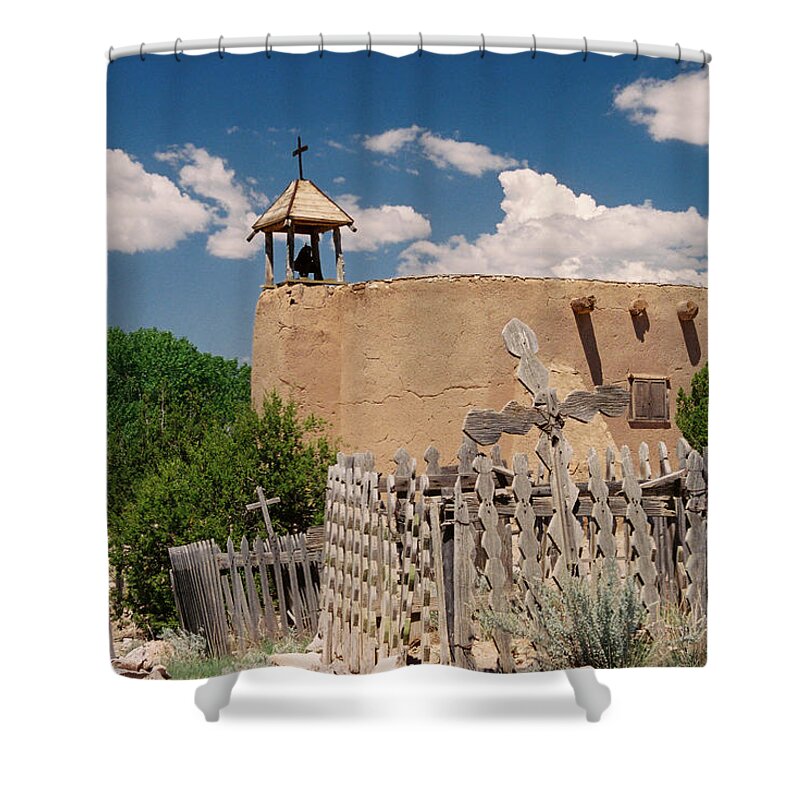 Santa Fe Shower Curtain featuring the photograph Las Golondrinas Morada by Ron Weathers