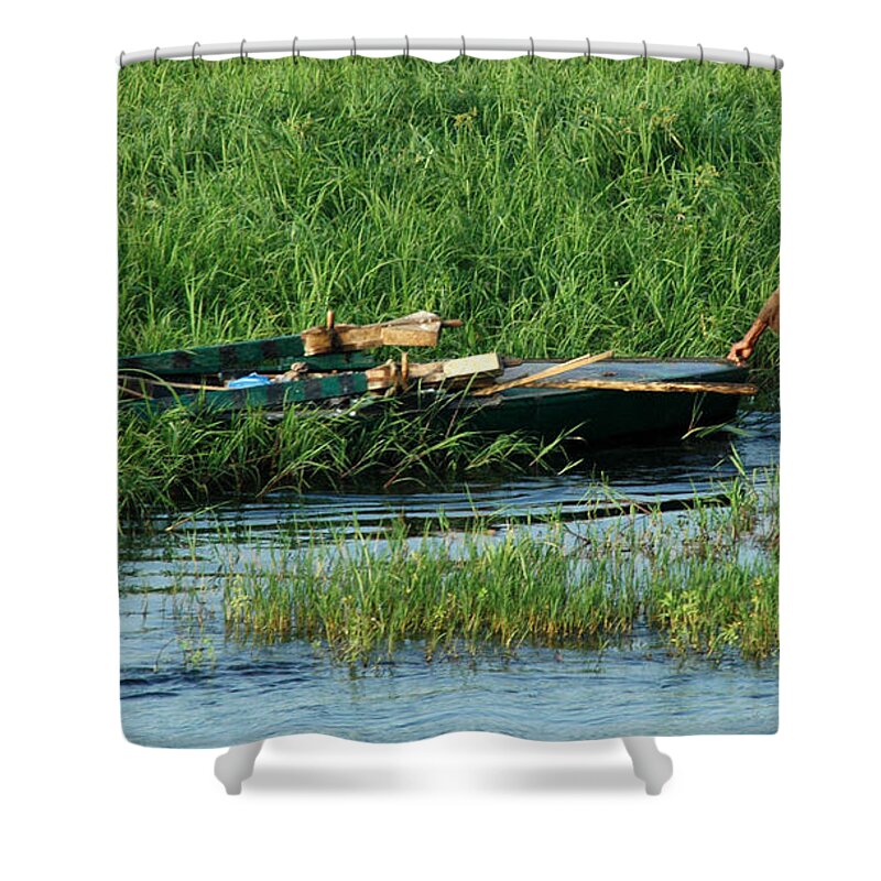 Egypt Shower Curtain featuring the photograph Life along the Nile by Vivian Christopher