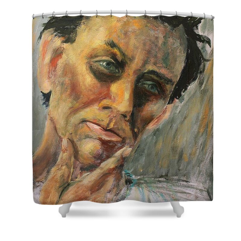 Abraham Lincoln Shower Curtain featuring the painting Lincoln Portrait #6 by Daniel W Green