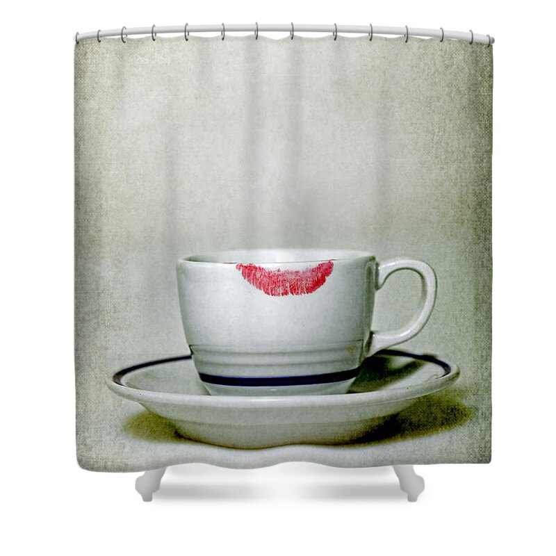 Cup Shower Curtain featuring the photograph Lip Marks by Joana Kruse