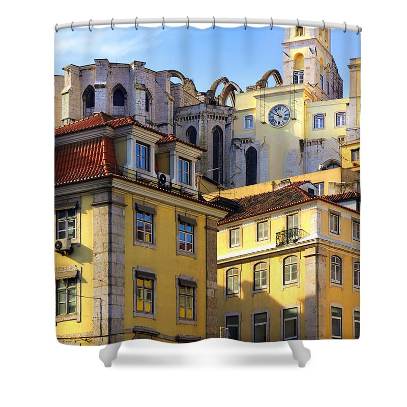 Ancient Shower Curtain featuring the photograph Lisbon Buildings by Carlos Caetano
