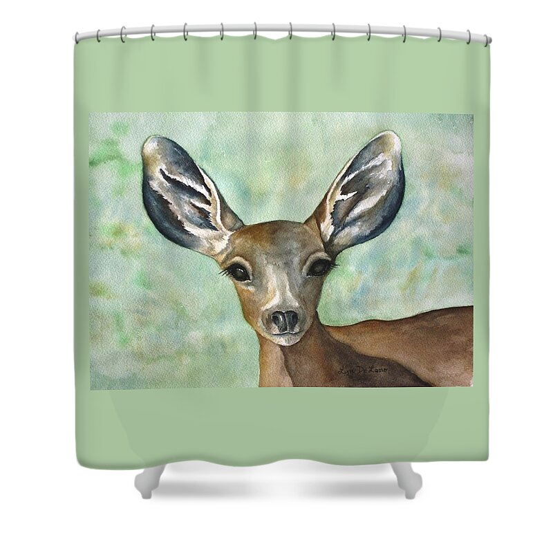 Deer Shower Curtain featuring the painting Little Fawn by Lyn DeLano