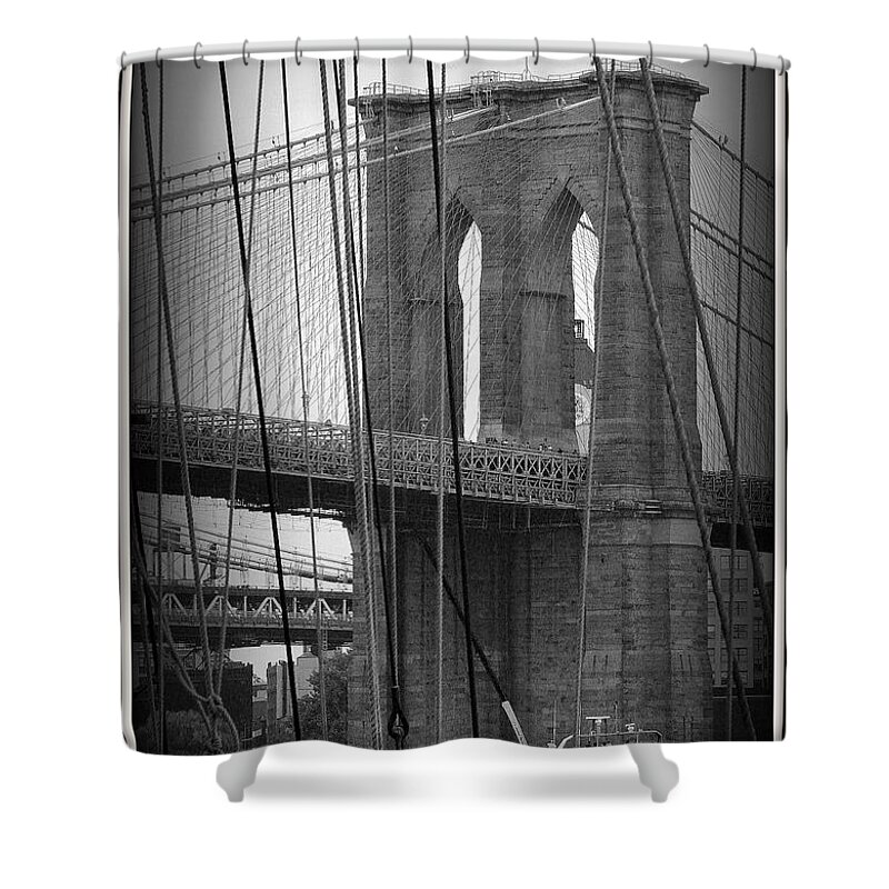 Brooklyn Bridge Shower Curtain featuring the photograph Live Wire by Priscilla Richardson