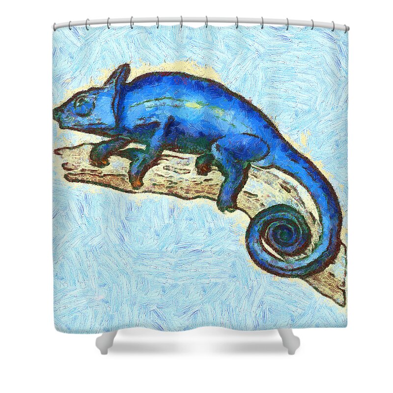 Lizards Shower Curtain featuring the mixed media Lizzie Loved Lizards by Nikki Marie Smith