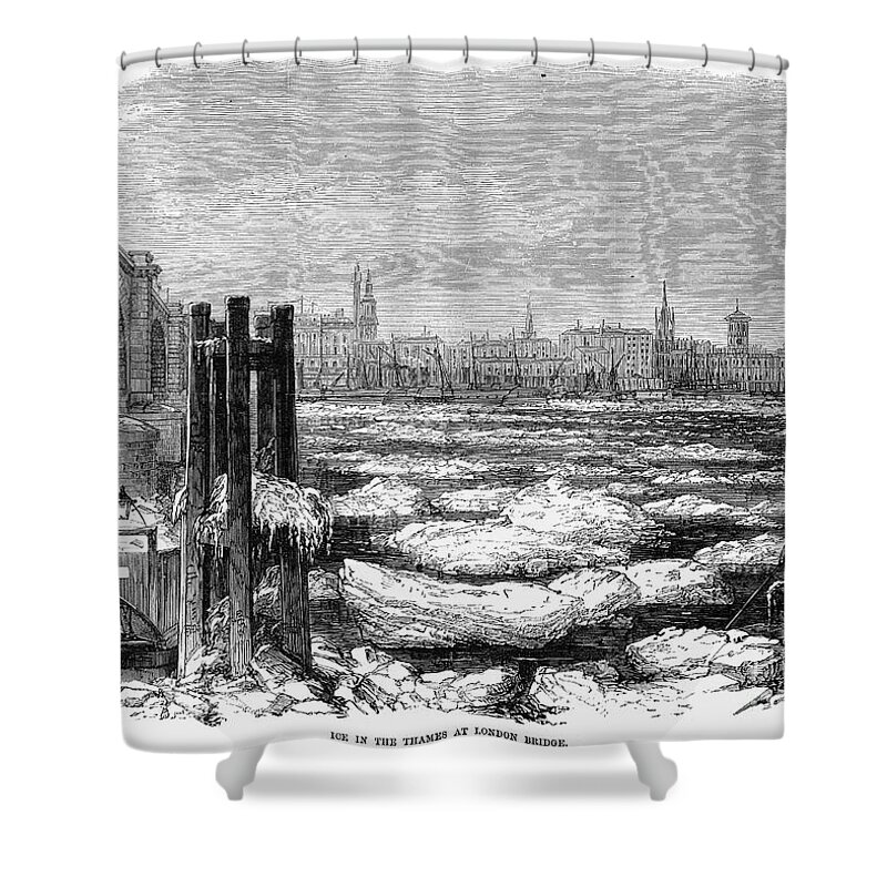 1870 Shower Curtain featuring the photograph London: Ice In Thames, 1870 by Granger