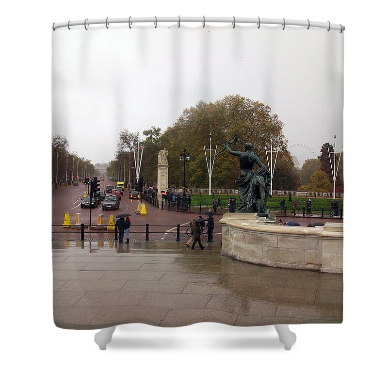 London Shower Curtain featuring the photograph London Rainy Day by Munir Alawi