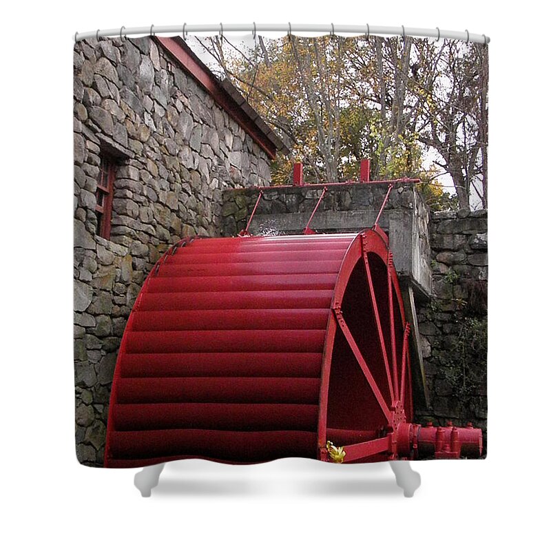 Longfellow Shower Curtain featuring the photograph Longfellow Grist Mill x6 by Kim Galluzzo
