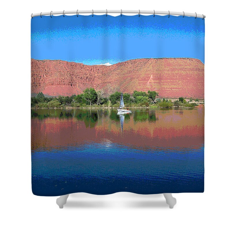 Sailboat Shower Curtain featuring the photograph Reflections of Ivins, UT by Patricia Haynes