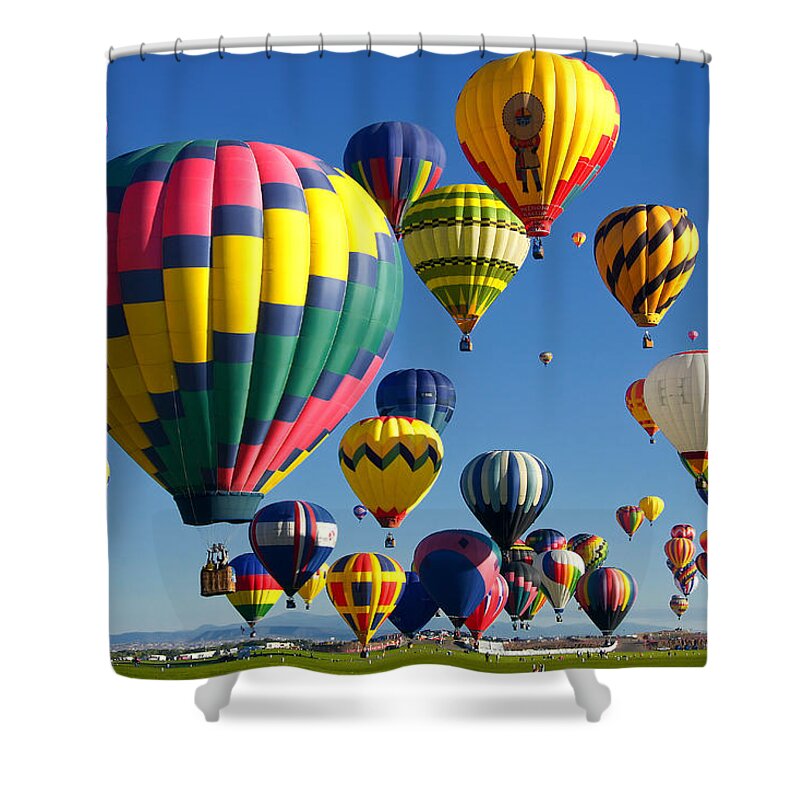 Balloon Shower Curtain featuring the photograph LOTS of Balloons by Joe Myeress