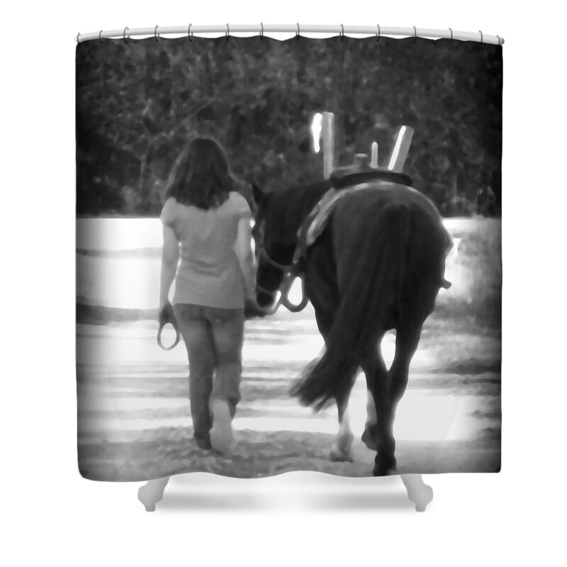 Horse Shower Curtain featuring the digital art Love at First Sight by Hannah Appleton