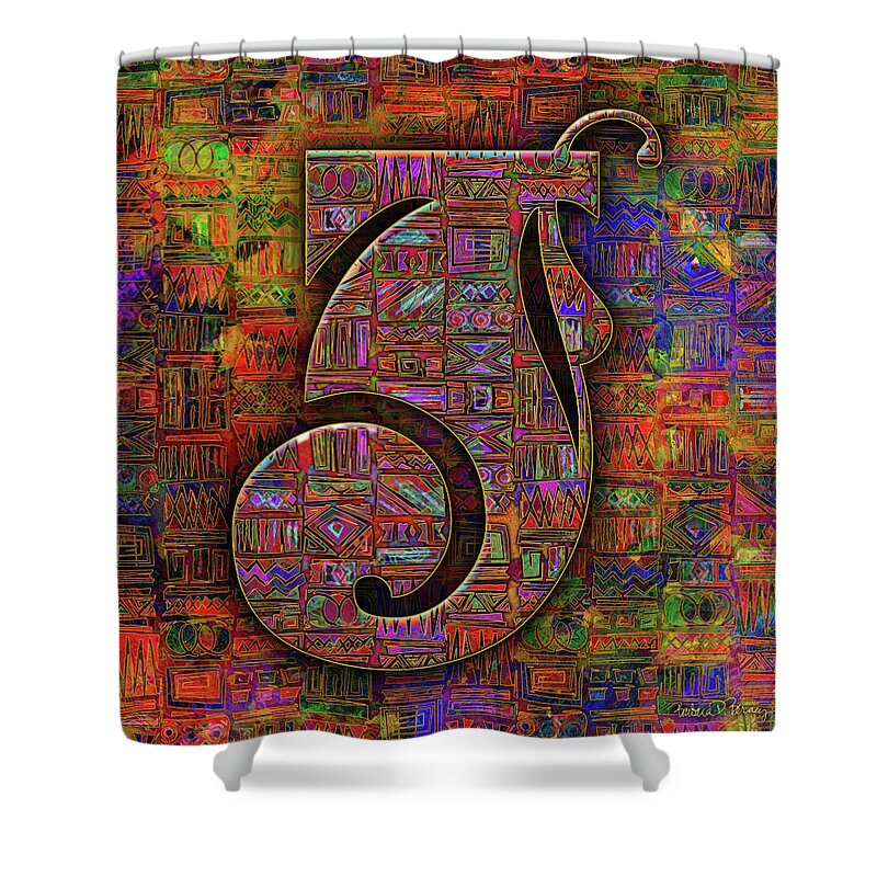 Alphabet Shower Curtain featuring the digital art Love Letters J by Barbara Berney