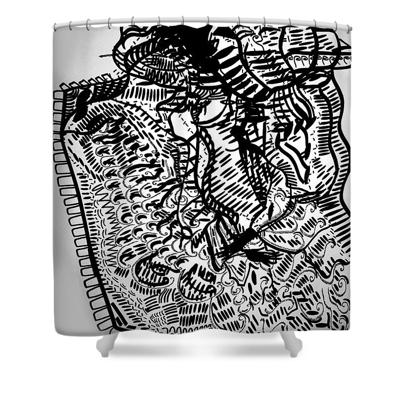 Jesus Shower Curtain featuring the drawing Loves Shell by Gloria Ssali