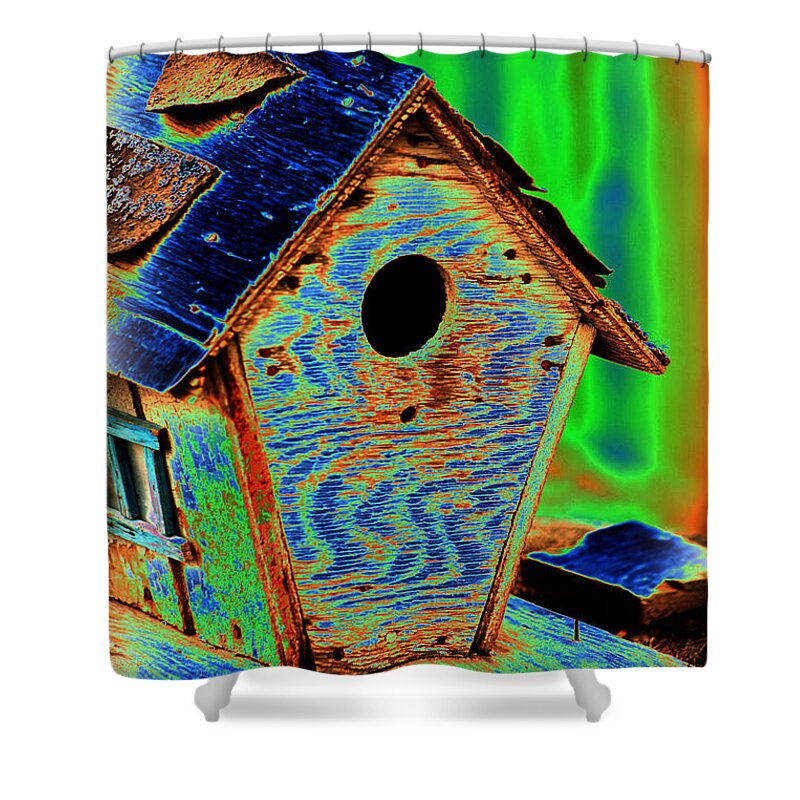 Birdhouse Shower Curtain featuring the photograph Luminescent Birdhouse by Charles Benavidez