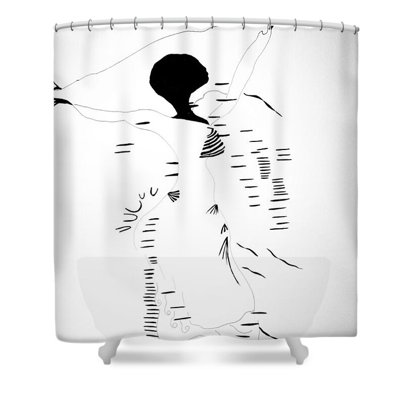 Jesus Shower Curtain featuring the drawing Madagascar dance by Gloria Ssali