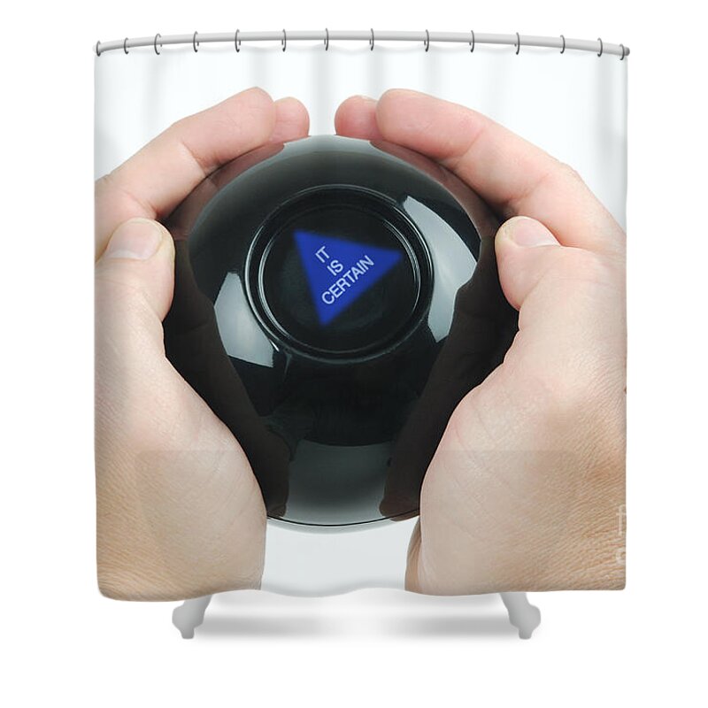 Magic Eight Ball Shower Curtain featuring the photograph Magic Eight Ball, It Is Certain by Photo Researchers, Inc.