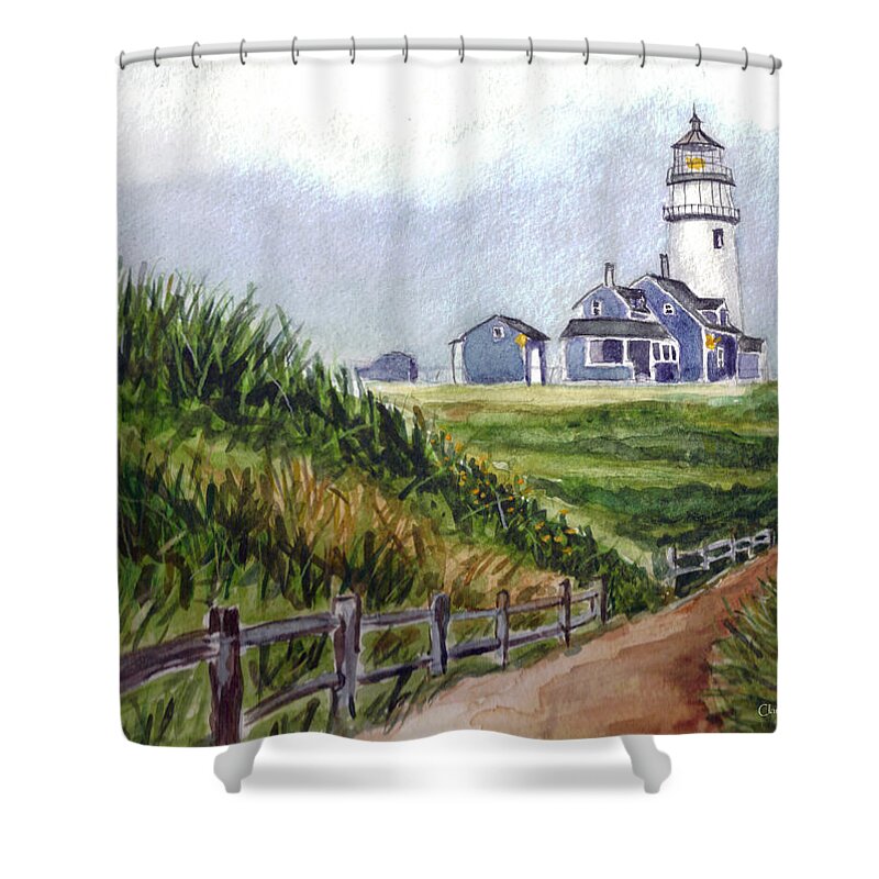 Light House Shower Curtain featuring the painting Maine Light by Clara Sue Beym