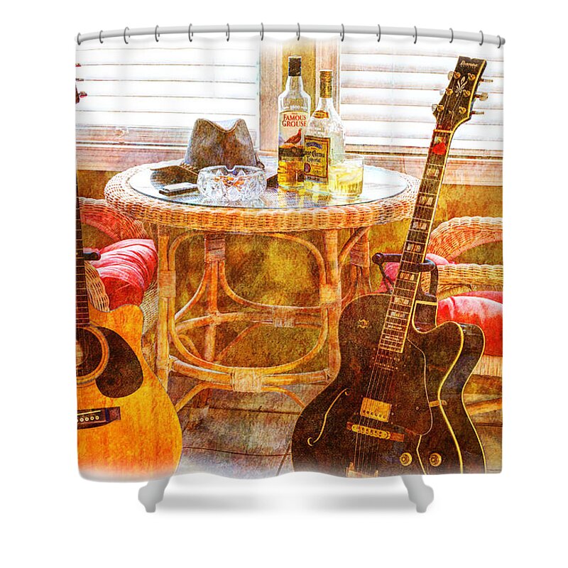 Guitar Shower Curtain featuring the photograph Making Music 003 by Barry Jones