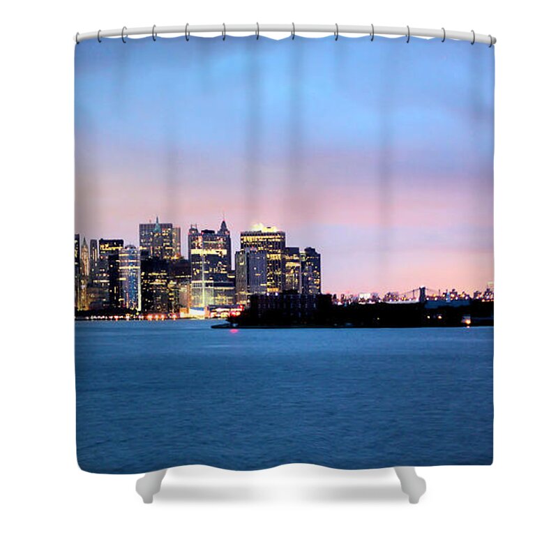 Panoramic Shower Curtain featuring the photograph Manhattan Dawn by Kristin Elmquist