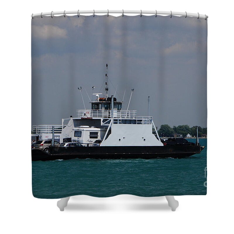 Marine City Shower Curtain featuring the photograph Marine City Car Ferry by Grace Grogan