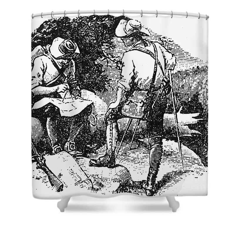 1760s Shower Curtain featuring the photograph Mason And Dixon, 1763-67 by Granger