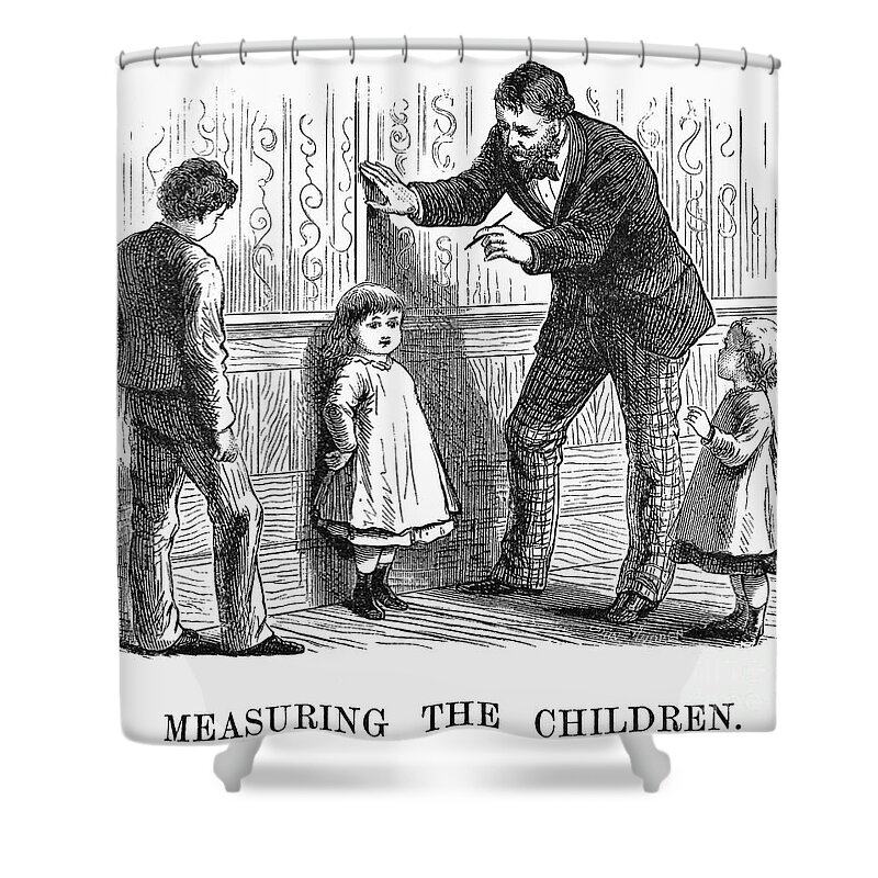 1876 Shower Curtain featuring the photograph Measuring Children, 1876 by Granger