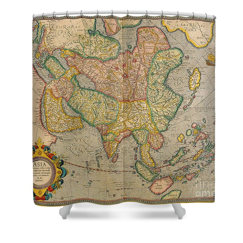 Cartography Shower Curtain featuring the photograph Mercators Map Of Asia by Photo Researchers