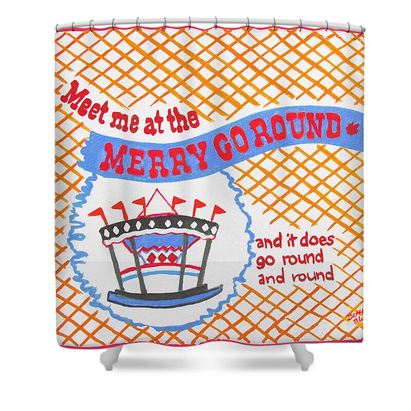 Carousel Shower Curtain featuring the painting Merry Go Round by Beth Saffer