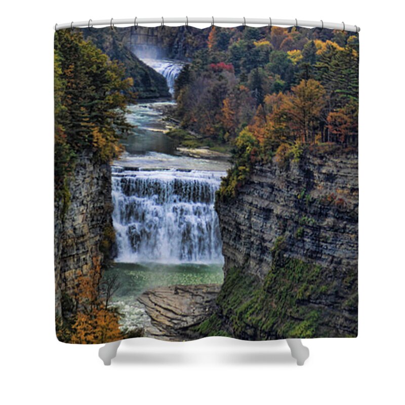 Falls Shower Curtain featuring the photograph Middle Land by Tammy Espino